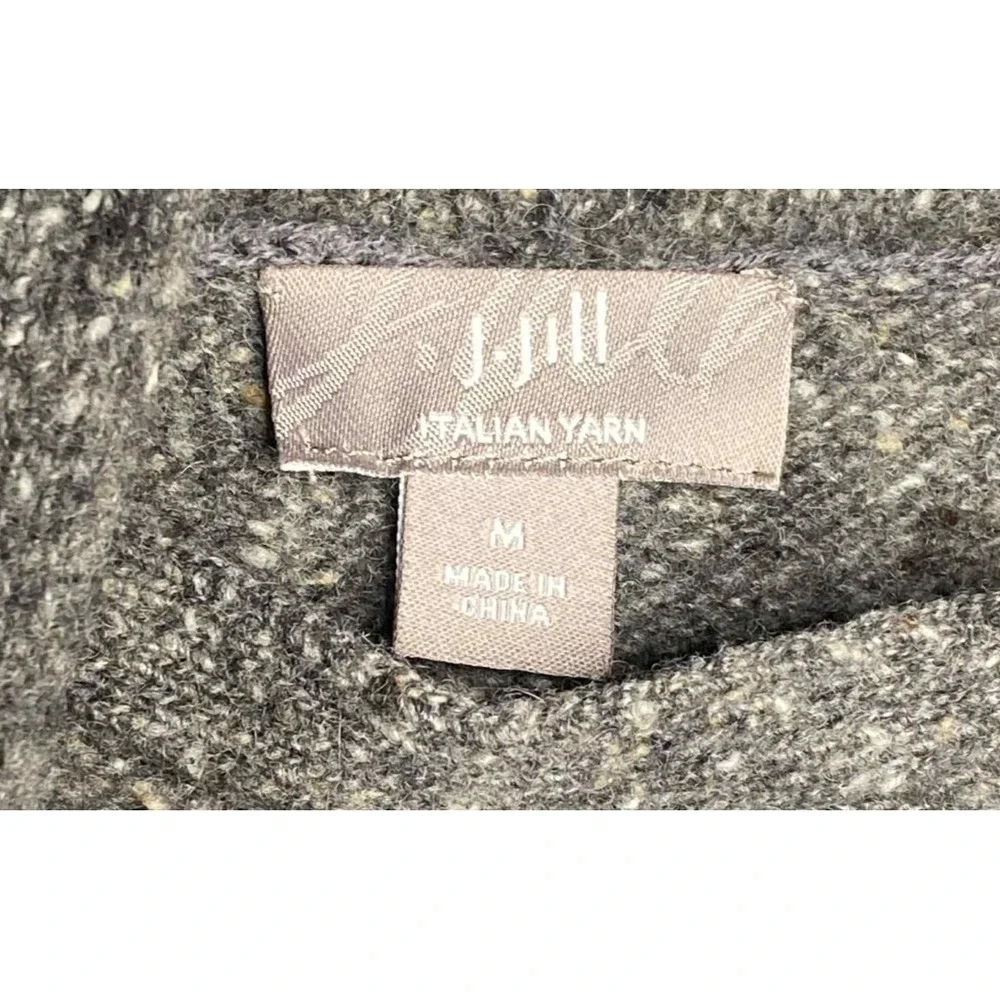 J. Jill Italian Yarn Wool Cashmere Open Front Cardigan Gray Womens Size Medium - Picture 3 of 7
